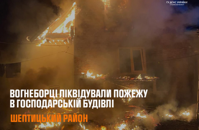 На Львівщині рятувальники ліквідували пожежу в господарській будівлі
